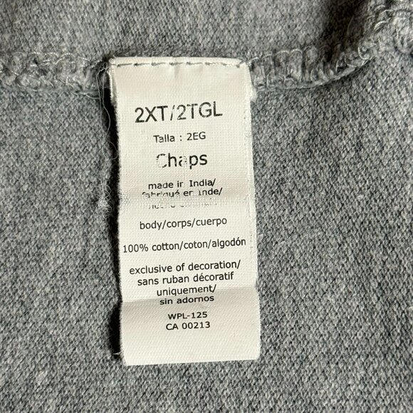 Chaps Mens 2XT Gray Long Sleeve Polo Shirt With White Stripe 100% Cotton - Picture 9 of 11